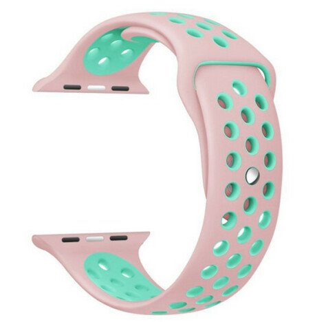 Curea iUni compatibila cu Apple Watch 1/2/3/4/5/6/7, 40mm, Silicon Sport, Pink/Blue